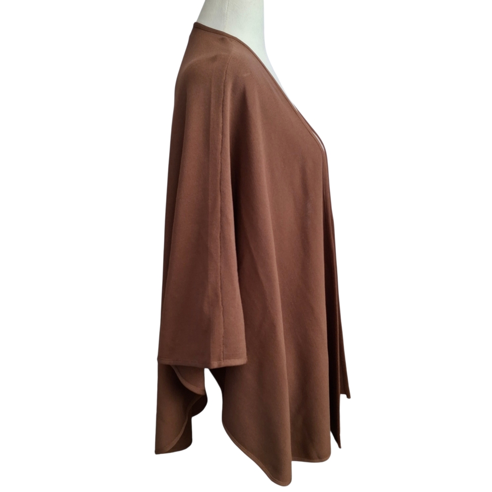 Chico's Elegant Brown Crepe Open-Front Women's Poncho - One Size - Picture 4 of 7